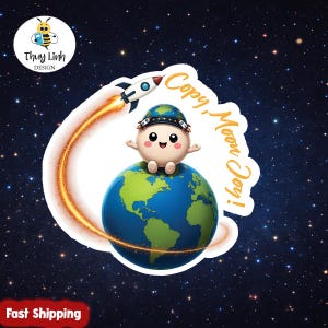 Adesivo inspirado na missão Artemis II da NASA, tema Lua, brinde para fãs do espaço. Coleção de adesivos para amantes do espaço.