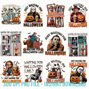 Just Waiting For Halloween Png Bundle, Horrors Halloween Png Bundle, Halloween Movies Png, Spooky Season Png, Halloween Characters Png