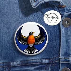 American Robin Rebel Alliance Pin, State Bird Glossy Button