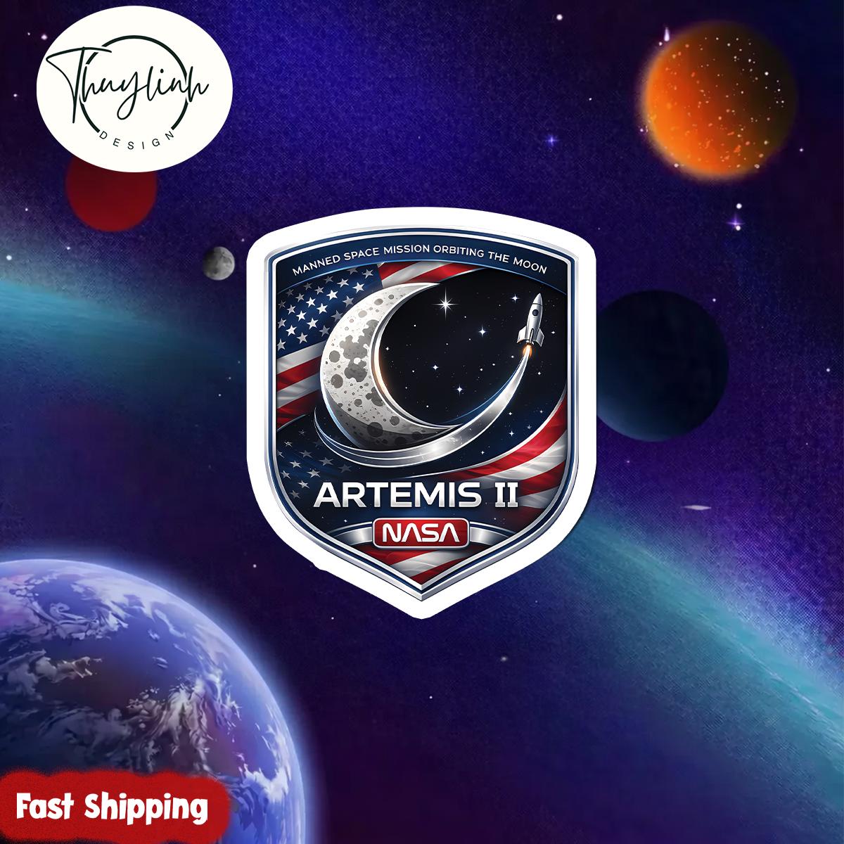 Artemis II Patch Sticker, NASA Retro Sticker, Space Logo Decal ...