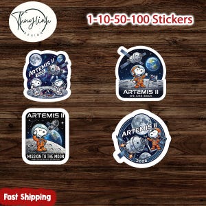 1-100 stks Artemis II missie patch stickers, ruimteverkenning sticker, Future Moon Mission sticker, waterfles koffer, wetenschapscadeau