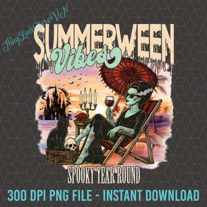 Summerween Vibes Spooky Year Round Png, Halloween In Summer Png, Hello Summer Png, Horror Summer Png, Summer Vibes Png, Halloween Png