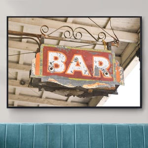 Impression d'art de bar du quartier français, photographie de la Nouvelle-Orléans, restaurant Tujage, photographie de rue en Louisiane, architecture historique, ancienne enseigne