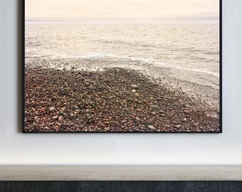 Washington Coast Landscape Print, Pebble Beach, Dungeness Spit, Pacific Northwest, Beach Art, Juan de Fuca, Nautical Decor