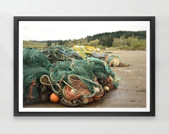 Fishing Gear Art Print, Fishing Nets, Nautical Photograph, Boat Art, Astoria Oregon, Beach Decor, Nautical Art, Seafood, Beach Art