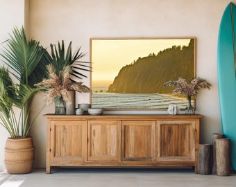 Oregon Coast Landscape Print, Sunset Beach Art Print, Manzanita Photography, Golden Hour, Neahkahnie Mountain, Pacific Ocean, Beach Decor