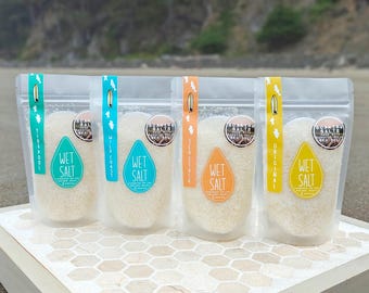 Nasses Salz SAMPLER Badesalz Geschenkset, Beach Vibes, Küste von Oregon, Nature Spa, Muskatellersalbei, Lavendelsoak, Pfefferminzsoak, Zeder, Ingwer