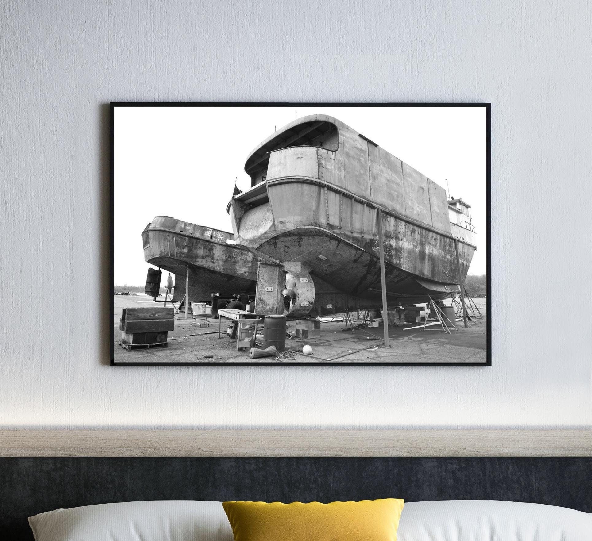 Rusty Pacific Oregon Coast Landscape Print, Rusty Old Boat, Pacific Northwest Art ...