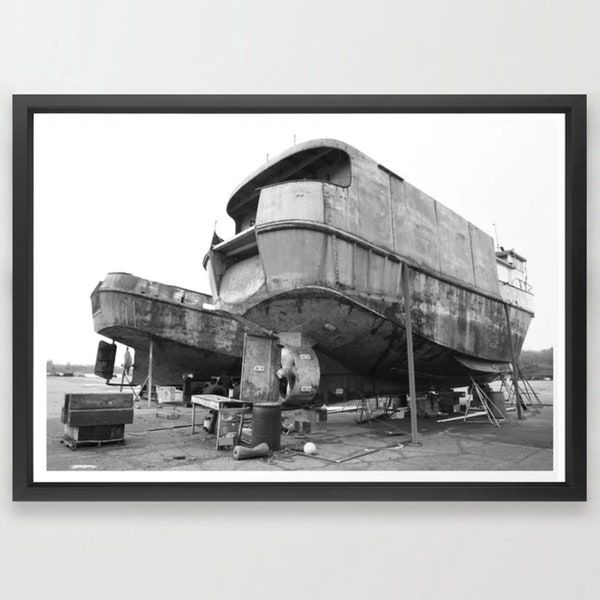 Rusty Boat Pacific Northwest Art Print, Nautical Photograph, Oregon, Landscape, Fishing, Seafood, Boat Decor, Old Boat, Industrial Art