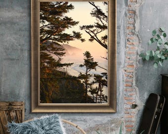 Oreton Küste Landschaft Druck, Arch Cape, Strand Fotografie, Cannon Beach, Pazifischer Nordwesten, Goldene Meerlandschaft, Sonnenuntergang Foto, Surf Fotografie