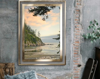 Oregon Coast Landscape, Manzanita, Sunset Beach Art Print, Golden Hour, Surf Photography, Pacific Ocean, Beach Decor, Vertical Sunset Photo