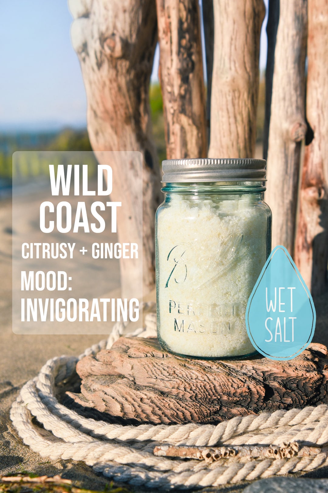 Wet Salt WILD COAST Bath Salts, 16 Oz Bath Salts, Spa Salts, Self Care