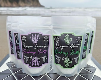 Oregon-Badesalz, Lavendel-Einweichsalz, Pfefferminz-Einweichsalz, 6 Unze Einweichsalz, hergestellt in Oregon, ganz natürlich