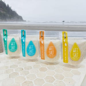Set de regalo de sales de baño Wet Salt SAMPLER, Beach Vibes, Oregon Coast, 16 onzas de sales de remojo, salvia sclarea, lavanda, menta, cedro