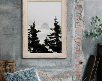 Oreton Küste Landschaftsdruck, Crescent Beach, Nebliger Strand, Cannon Beach, Pazifischer Ozean, Stranddekoration, Westküstenfotografie