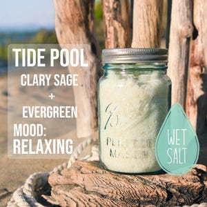 Wet Salt TIDE POOL Bath Salts, 16 oz Jar Bath Salts, Spa Salts, Self Care, Natural Skin Care, Oregon Coast Soaking Salts, Clary Sage