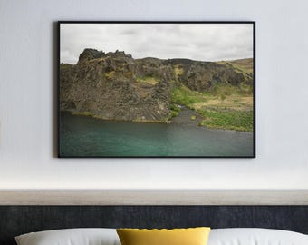 Iceland Fossa River Print, Thjorsardalur Valley Landscape Photography, Nordic Art