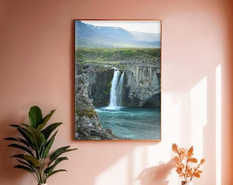 Iceland Godafoss Waterfall Print, Skalfandafljot River Landscape Photography, Nordic Art