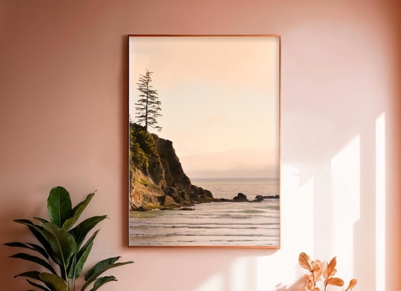 Oregon Coast Landscape Print, Short Sands Beach, Lone Tree Art Print, West Coast Sunset,  Pacific Northwest, Surf Photography, Manzanita