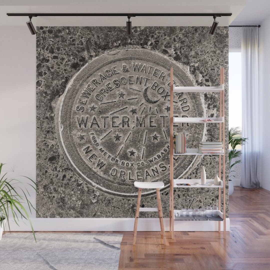 Water Meter Wall Mural, New Orleans Mural, Water Meter Wallpaper, New Orleans Photograph, NOLA