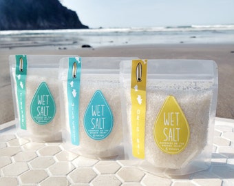 Wet Salt SAMPLER Bath Salts Gift Set, 12 ounces Oregon Soaking Salts, Clary Sage Spa Salts, Lavender Soaking Salts, Peppermint Soaking Salts