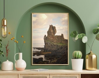 Iceland Londrangar Castle Rock Print, Fantasy Landscape Photography, Nordic Art
