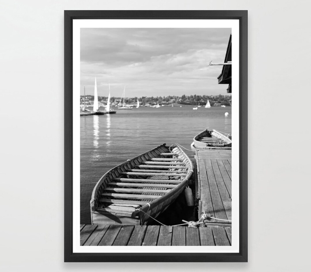 Canoe Art Print Skinonframe Seattle Washington Landscape Etsy