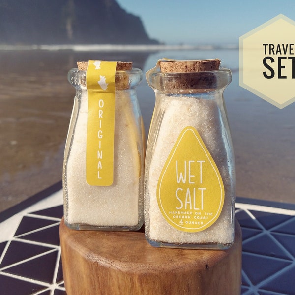 Wet Salt ORIGINAL Bath Salts, 8 oz Travel Set, Soaking Salts, Spa Salts, Self-Care, Natural Skin Care, Oregon Coast Gift Set, Kim Rose Adams