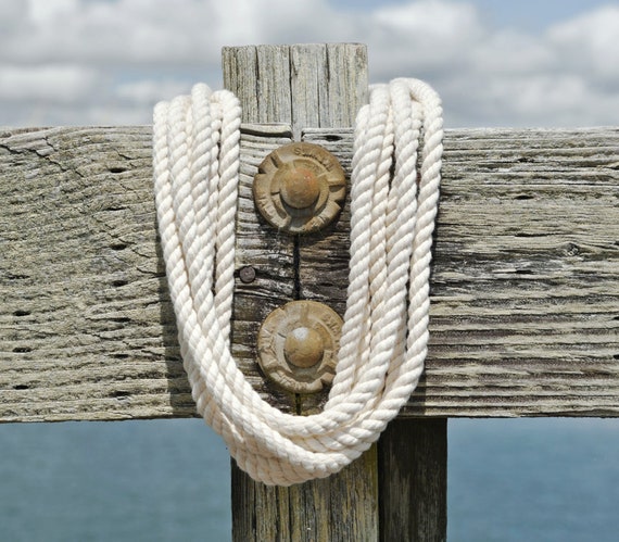 White Cotton Rope Nautical Decor, Beach Decor, Wood Decor