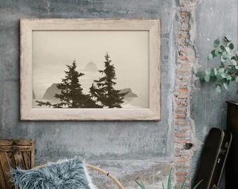 Oreton Küste Landschaftsdruck, Crescent Beach, Nebliger Strand, Cannon Beach, Pazifischer Ozean, Stranddekor, Westküstenfotografie