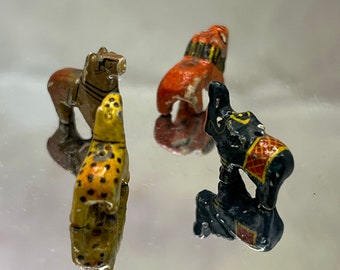 Vintage Tribal Paper Mache Animal Beads VERY old 12-14mm qty4 (724)