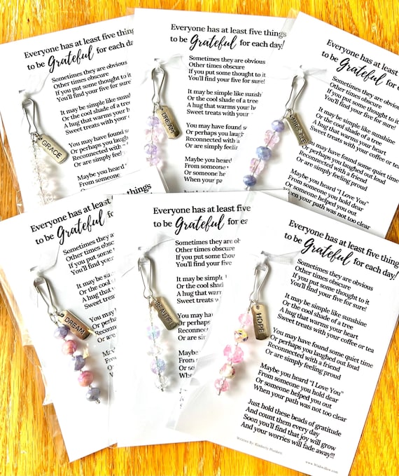 SIX Mini Gratitude Beads - Poem By Kimberly Plunkett - As Shown In Photos - Glimmers, Mindfulness, Grateful, Thankful, Blessed