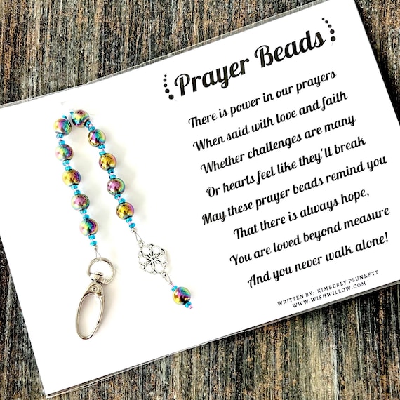 SALE - Prayer Beads Gift & Poem - Faith, Hope, Love, Pray, Encourage, Support - OOAK - As Shown In Photos
