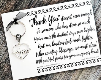 Thank You Gift From Family - READY TO SHIP - Caregiver's Heart Poem - Keychain For Nurse, Therapist, Hospice, Medical Assistant, Caregiver