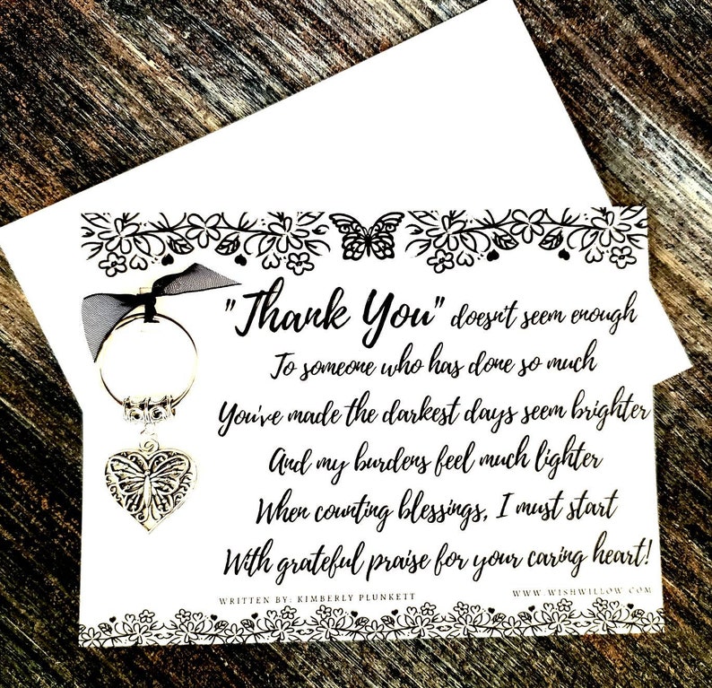 Thank You Gift Caring Heart Poem By K. Plunkett Keychain