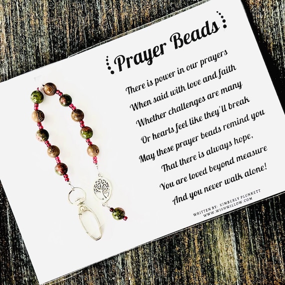 SALE - Prayer Beads Gift & Poem - Faith, Hope, Love, Pray, Encourage, Support - OOAK - As Shown In Photos