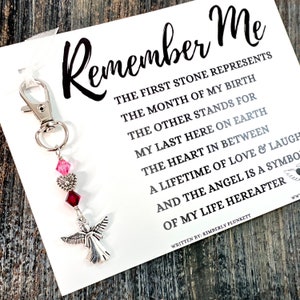 The ORIGINAL Remember Me Poem & Charm - Sympathy Gift, Loss, Memorial, Remembrance (Elegant Angel + Heaven’s Light Heart)