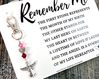 The ORIGINAL Remember Me Poem & Charm - Sympathy Gift, Loss, Memorial, Remembrance (Elegant Angel + Heaven’s Light Heart)