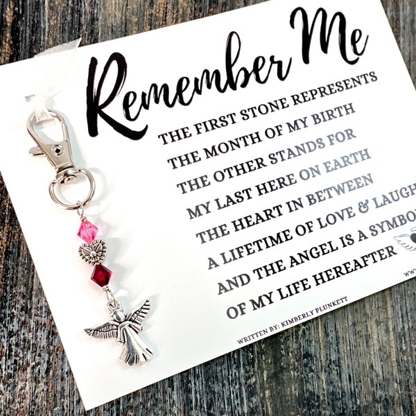 The ORIGINAL Remember Me Poem & Charm - Sympathy Gift, Loss, Memorial, Remembrance (Elegant Angel + Heaven’s Light Heart)