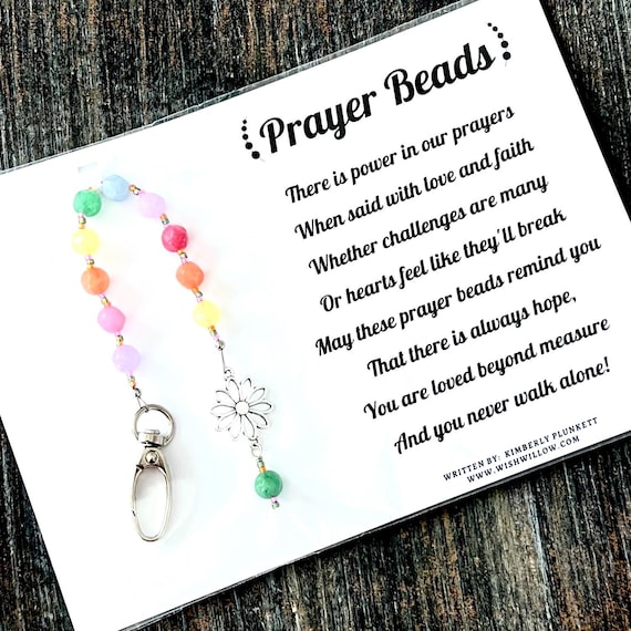 SALE - Prayer Beads Gift & Poem - Faith, Hope, Love, Pray, Encourage, Support - OOAK - As Shown In Photos