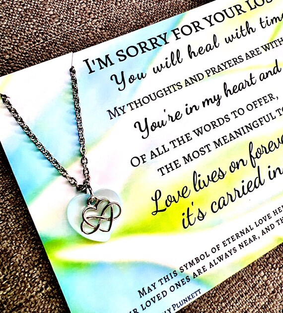 Sympathy Gift - I'm Sorry For Your Loss, Bereavement, Condolences, Remembrance, Loved One, Grief - Necklace (Light Blue Heart)
