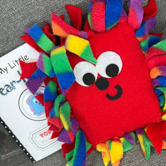 Chase Your Fears Away! Fear-Knot Gift Set - Includes Plushie, Booklet & Colored Pencils - (Bright Red Front - Rainbow Stripes Back)