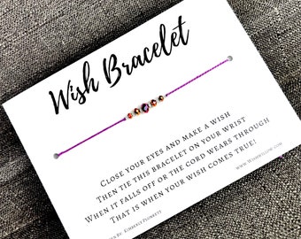 Wish Bracelet - Thank You Gift, Party Favor, Birthday Wishes, Friendship - (Sparkling Sunset Colored Beads)