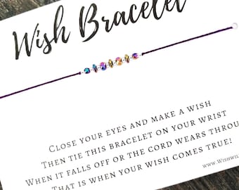 Wish Bracelet Poem By K. Plunkett - Small Gift - Party Favor, Birthday Wishes, Thank You - (Bracelet With Rainbow Hematite Beads)