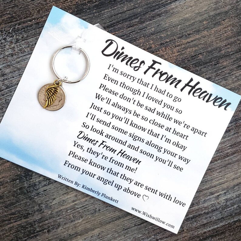 Dimes From Heaven Poem By K. Plunkett Keychain Gift Loss | Etsy