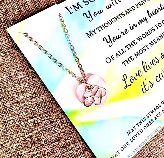Sympathy Gift - I'm Sorry For Your Loss, Bereavement, Condolences, Remembrance, Loved One, Grief - Necklace (Pink Heart)