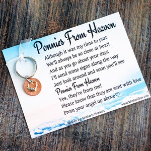 Sympathy Gift - Pennies From Heaven Keychain - Open Heart With Angel Wing Charm - Poem By Kimberly Plunkett