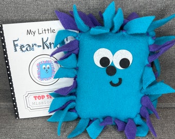 Chase Your Fears Away! Fear-Knot Gift Set - Includes Plushie, Booklet & Colored Pencils - (Teal Front - Purple Back)