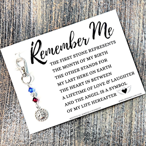 The ORIGINAL Remember Me Poem & Charm - Sympathy Gift, Loss, Memorial, Remembrance (Circle With Angel + Triple Ripple Heart)