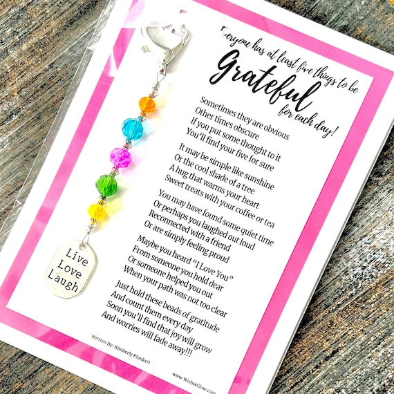 SALE - Gratitude Beads - Glimmers, Blessings, Grateful, Blessed, Positive Thinking - OOAK - Colors & Charm As Shown In Photos